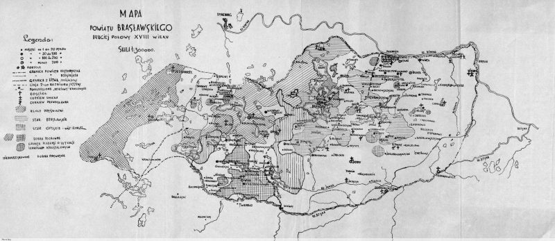 Obrazek Mapa Powiatu Brasławskiego z drugiej połowy XVIII wieku z majątkami ziemskimi